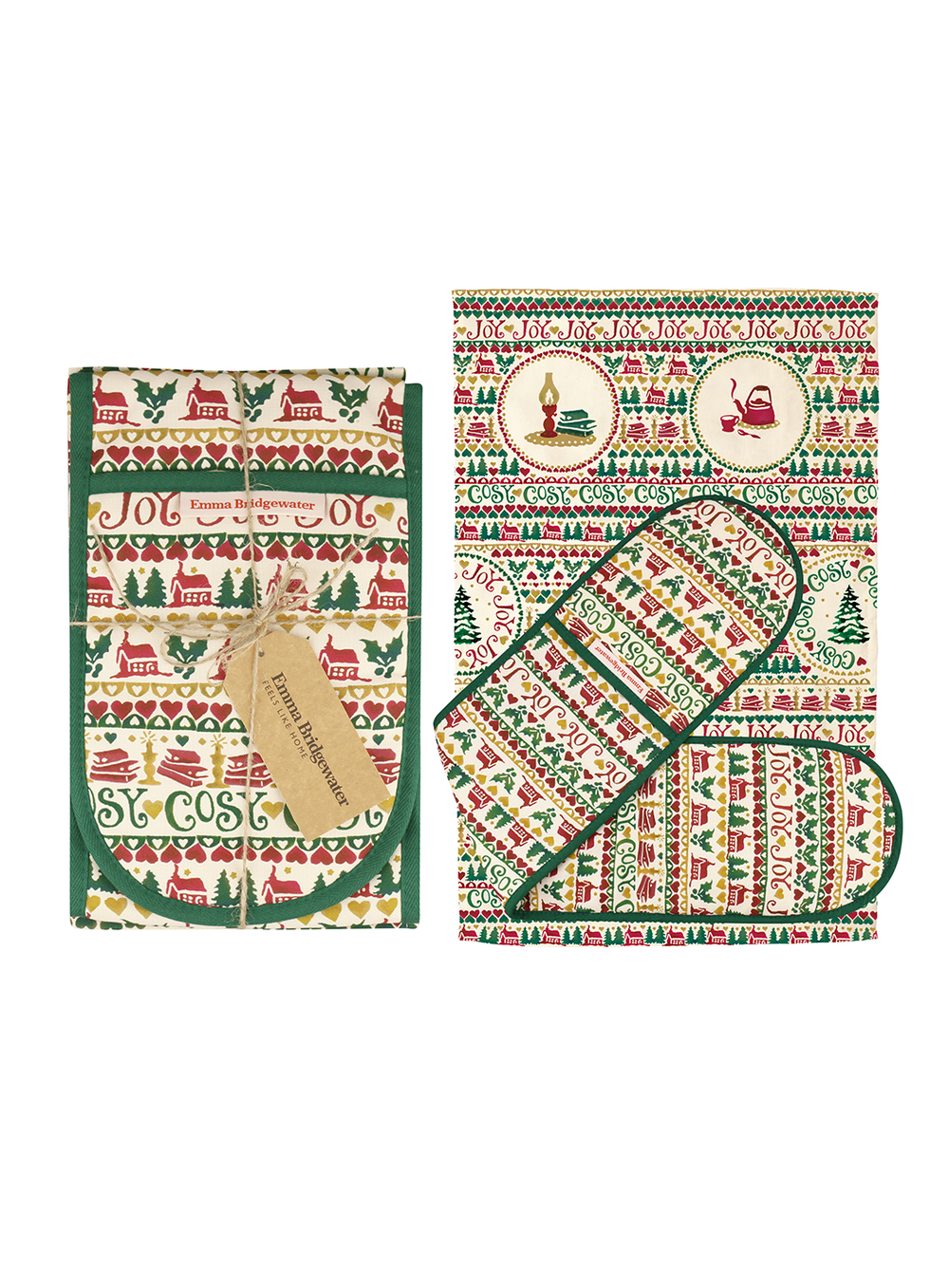 Christmas Joy Double Oven Glove & Tea Towel Set