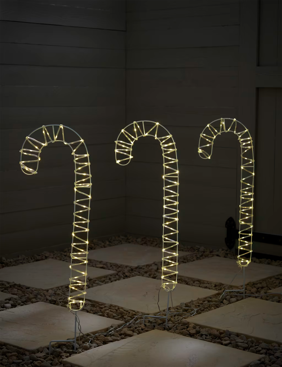 3pk LED Candy Cane Pathfinder Mains Lights
