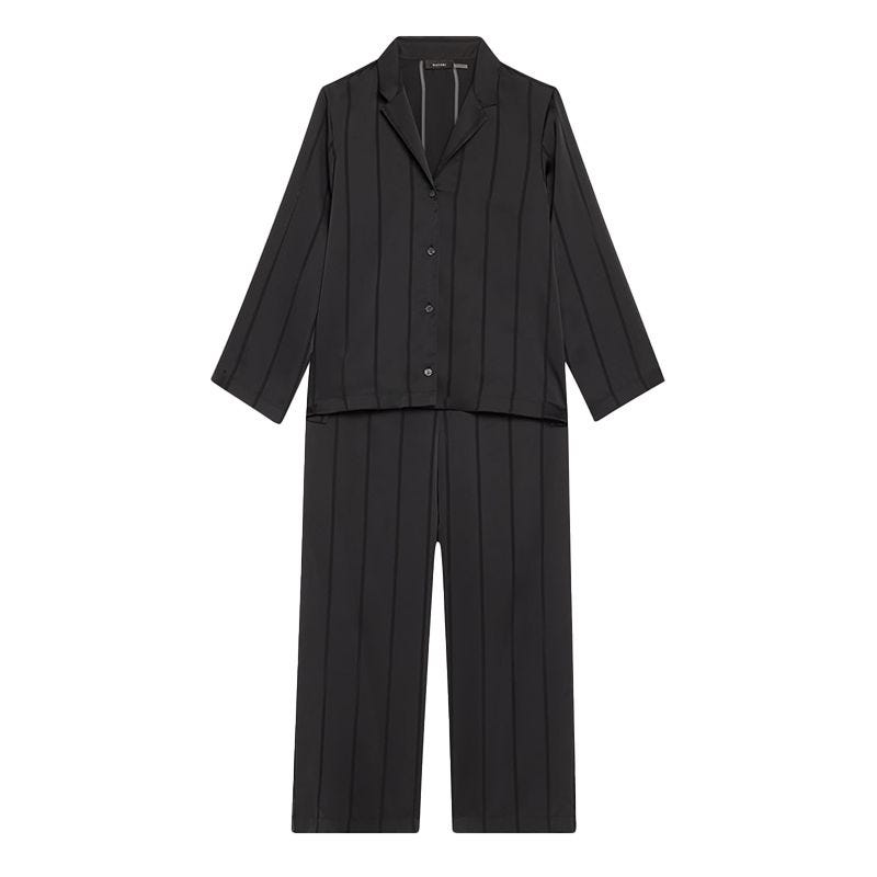Cropped Sheer Stripe Pajama Set