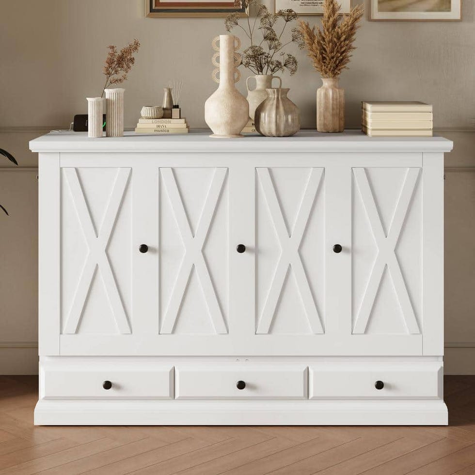 White Wood Frame Full Size Murphy Bed White Wood Frame Full Size Murphy Bed