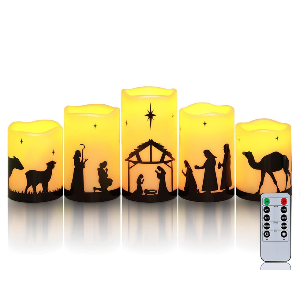Flameless Nativity Scene Candles