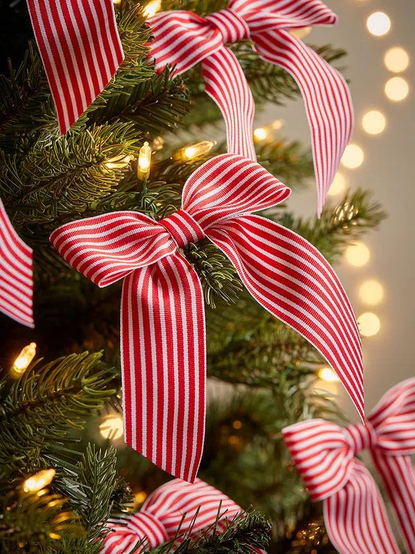 Twelve Candy Striped Tree Bows