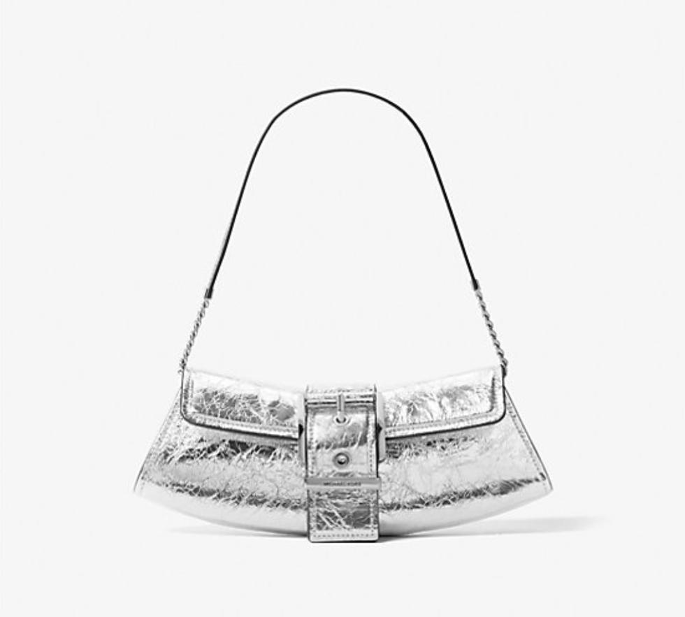 Colby Small Crackled Metallic Leather Convertible Clutch