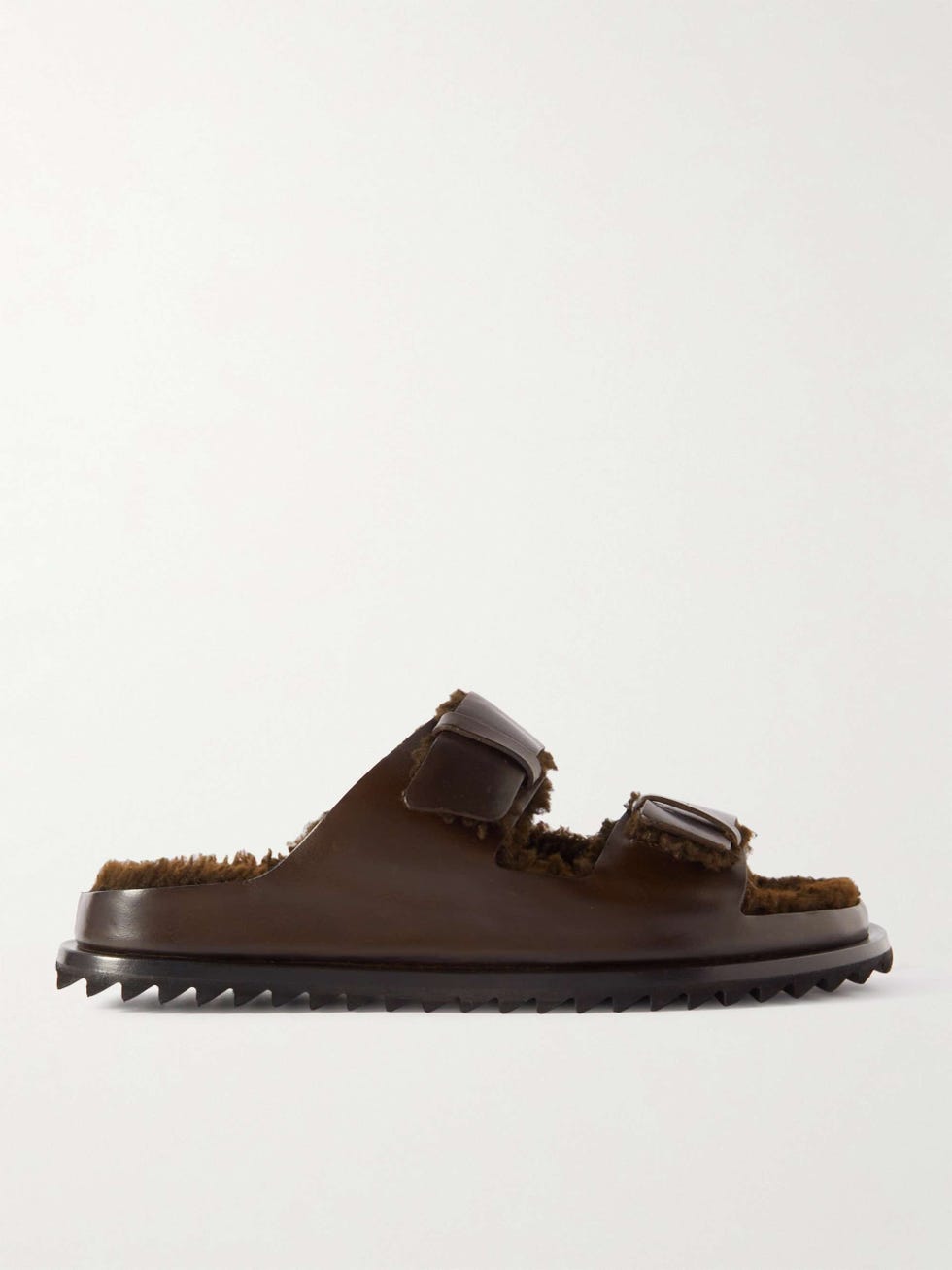 Introspectus Faux Shearling-Lined Leather Sandals