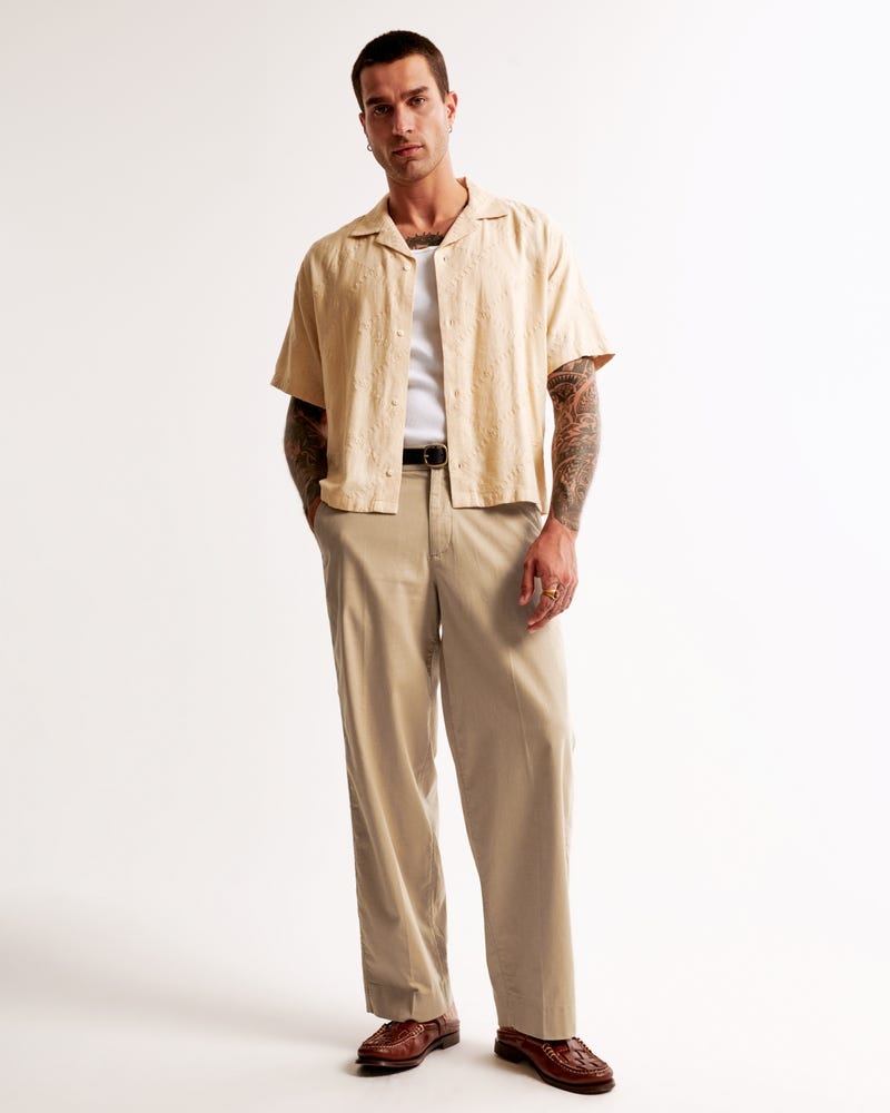 Baggy Linen-Blend Trouser