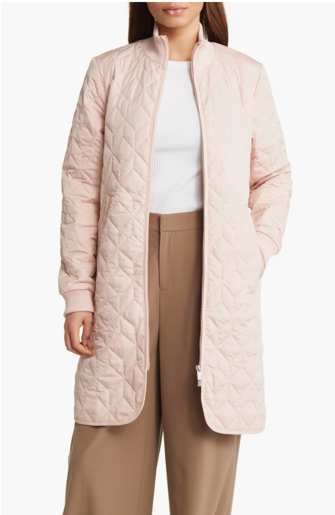 Isle Jacobsen Long Quilted Jacket in Sage