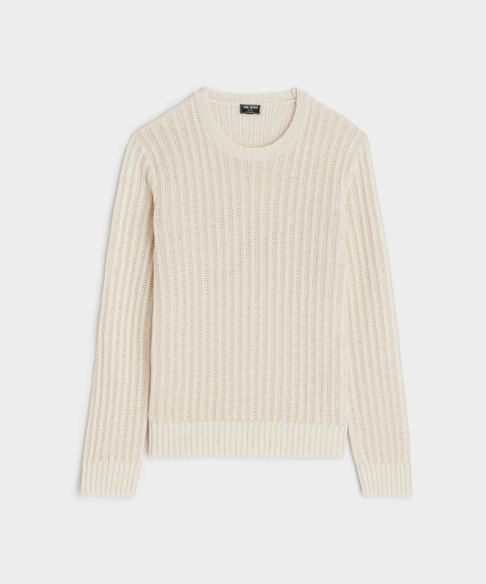 Textured Linen Crewneck in Bisque