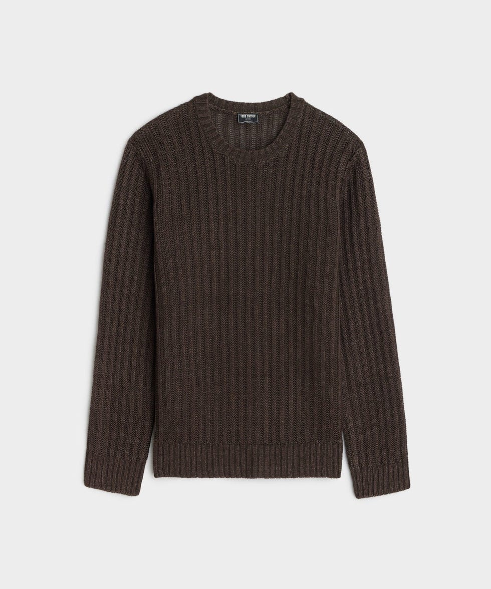 Textured Linen Crewneck in Espresso Bean