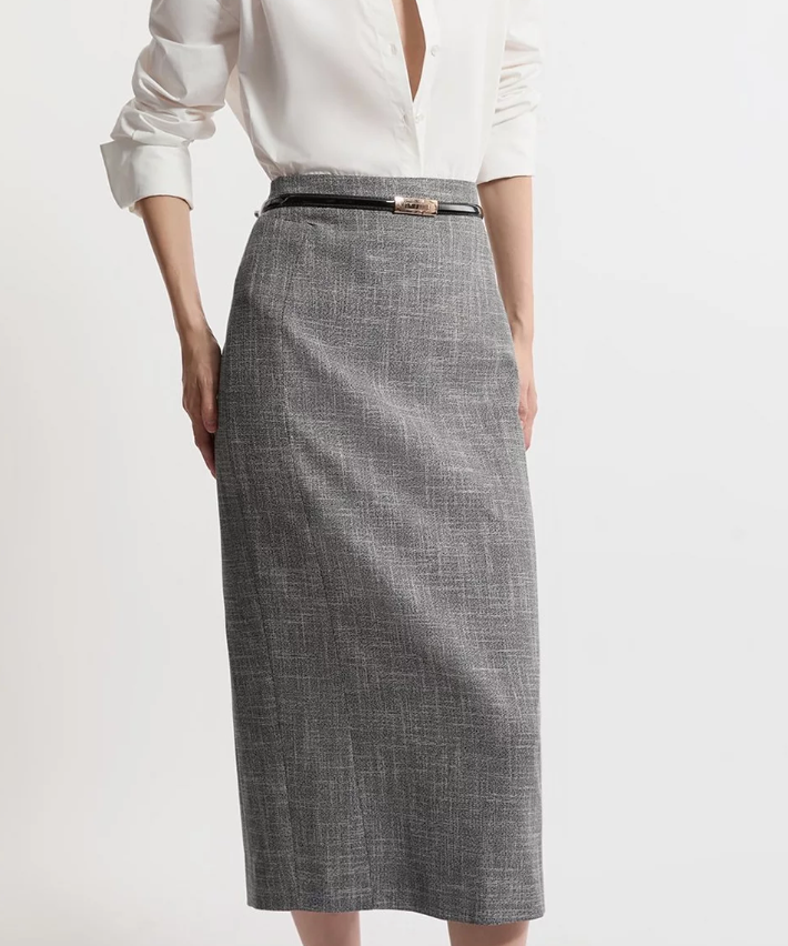 Midi Mono Textured Pencil Skirt