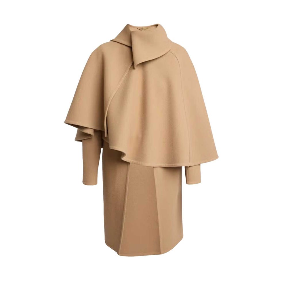 Cape Overlay Double-Face Wool Cashmere Coat