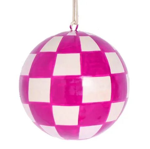 Paper Mache Checkerboard Bauble 7cm