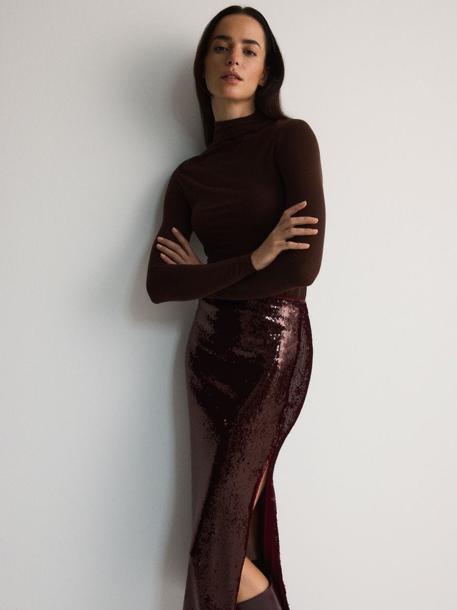 Sequin midi skirt