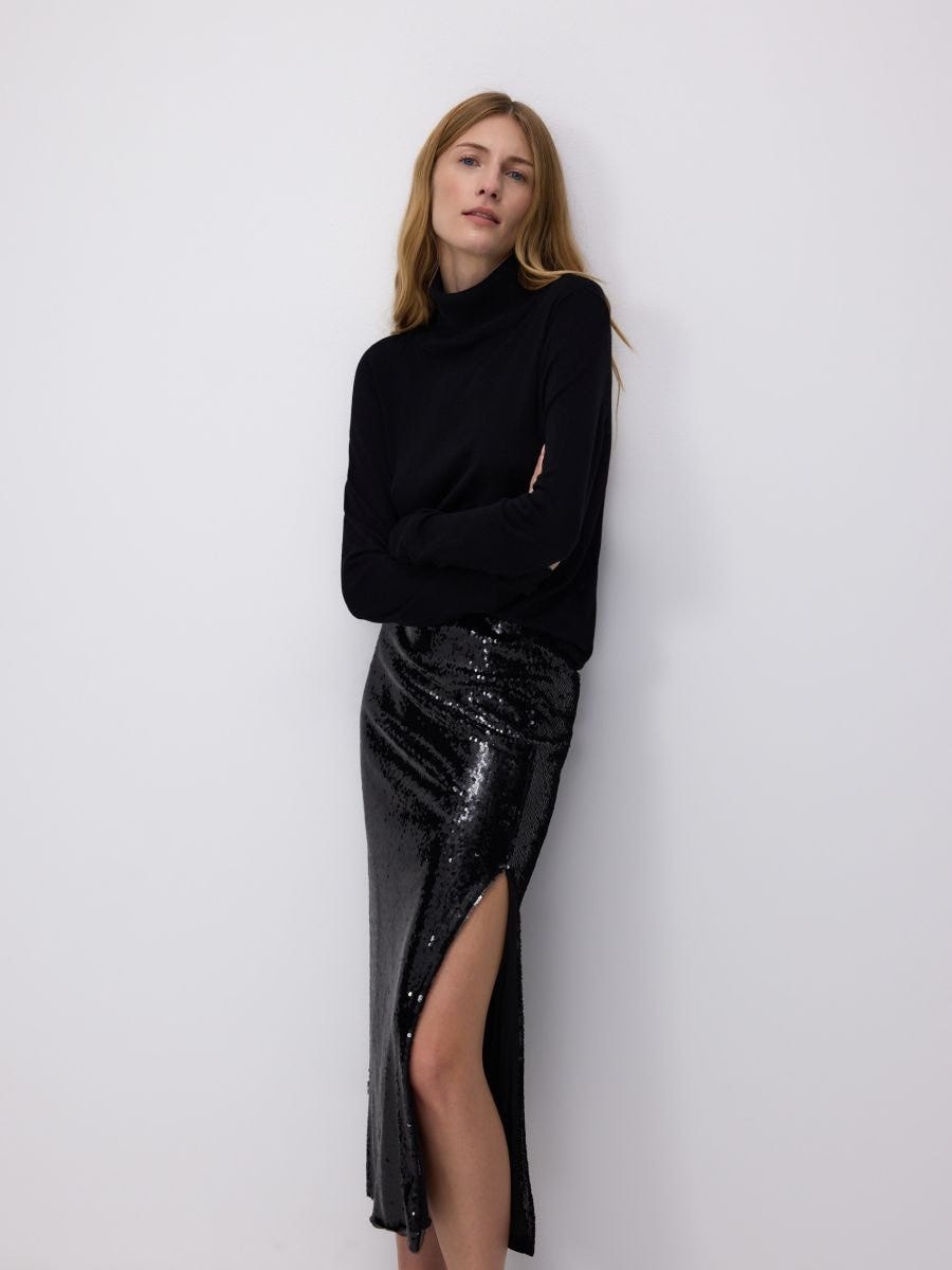 Sequin midi skirt