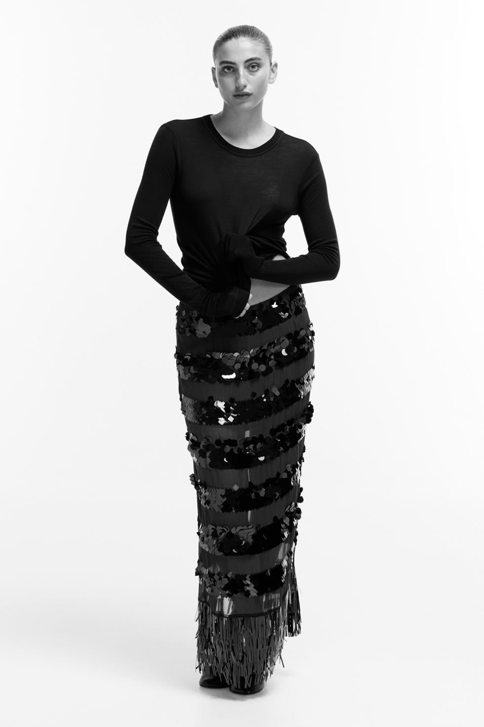 Long sequined skirt