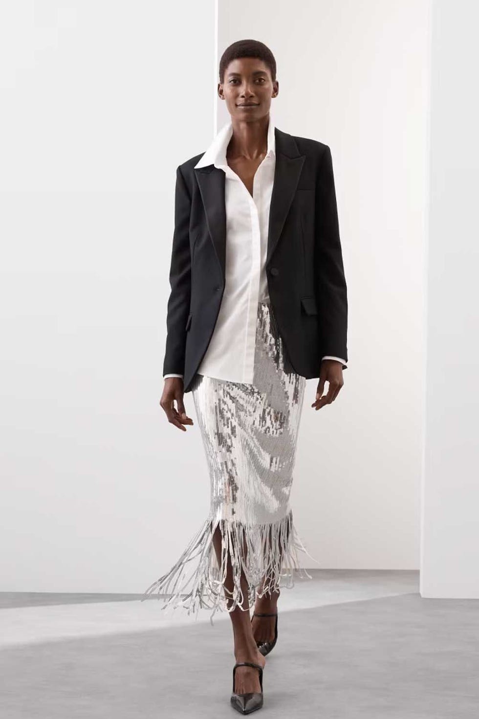Autograph  Sequin Tassel Knee Length Slip Skirt