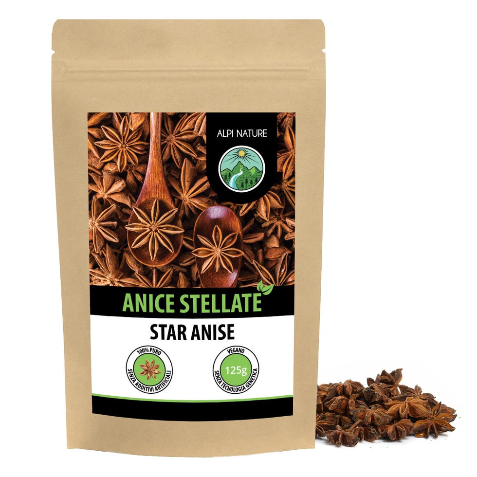 Anice stellato (125g), capsule intere di anice stellato, capsule intere di anice stellato, 100% naturale, tè all'anice stellato senza additivi