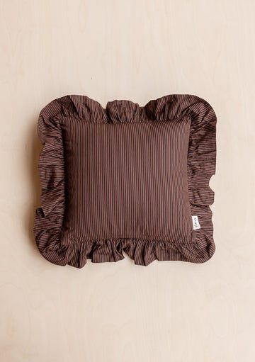 Cotton Cushion Cover Reversible Brown Celestial Stripe