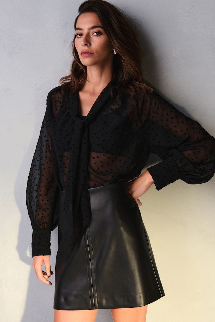 Black Faux Leather Mini Skirt