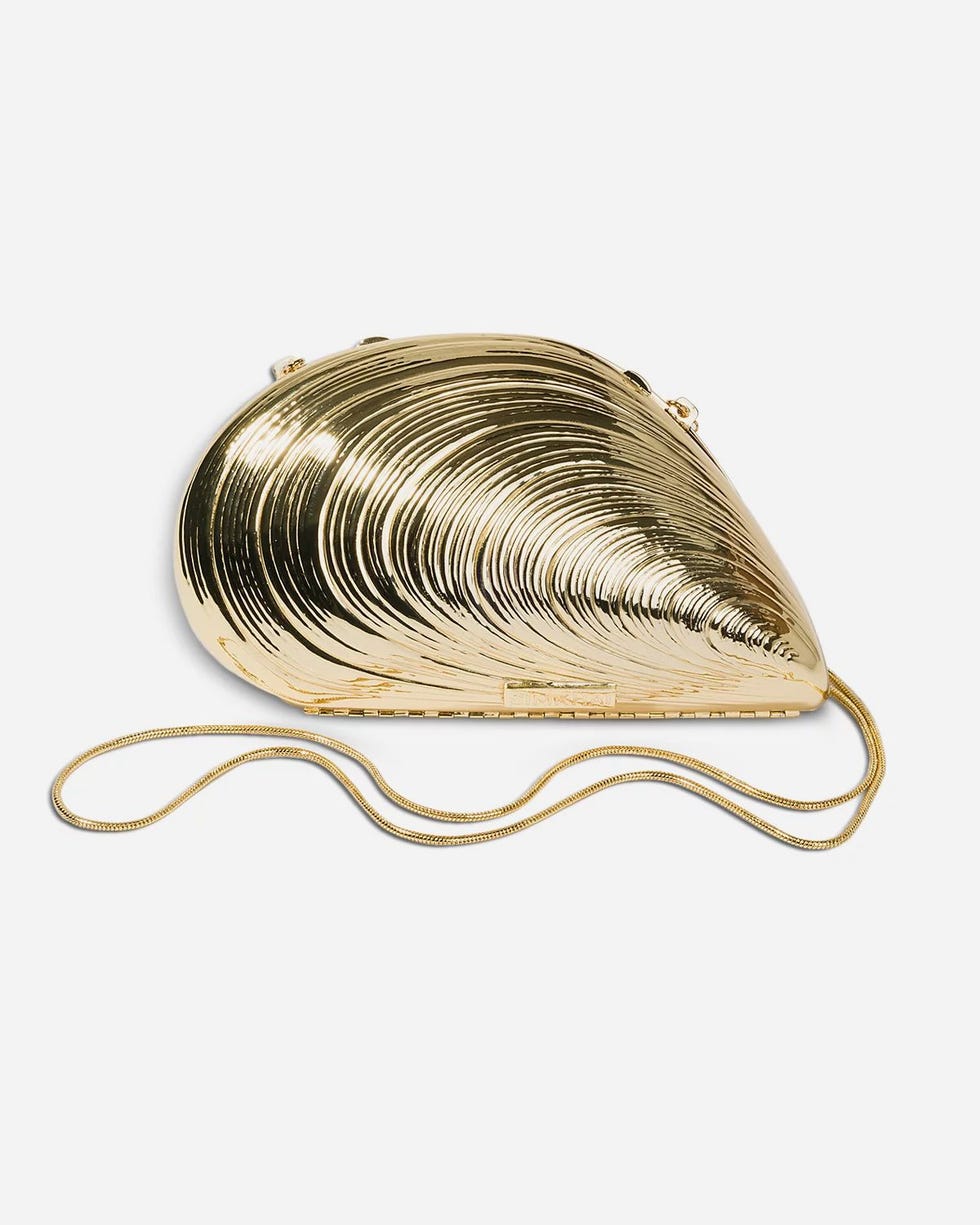 Bridget Mini Metal Oyster Shell Clutch Bag