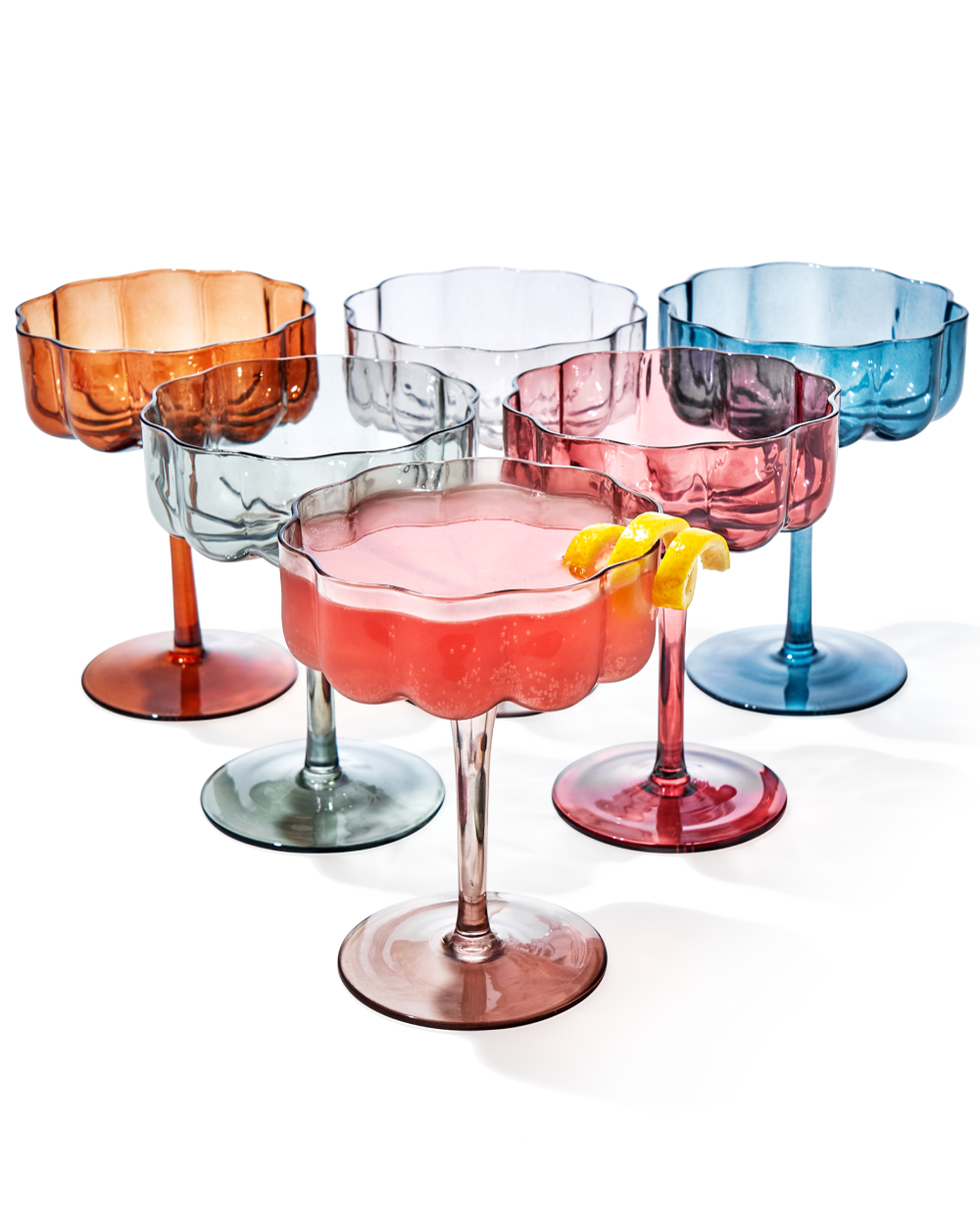Wavy Petals Glass Coupes