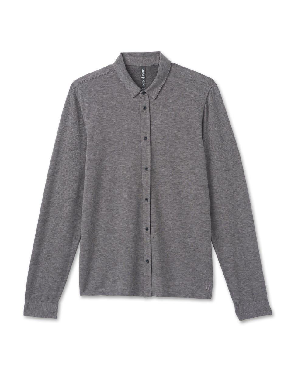 Long Sleeve Knit Twill Button Down 