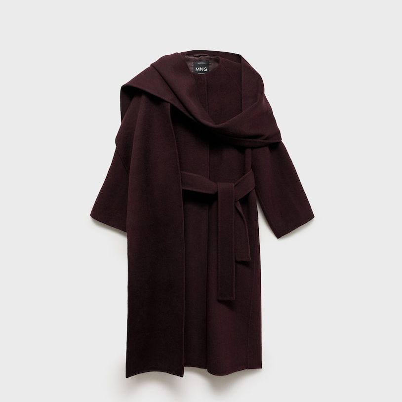 Wool Coat with Detachable Scarf