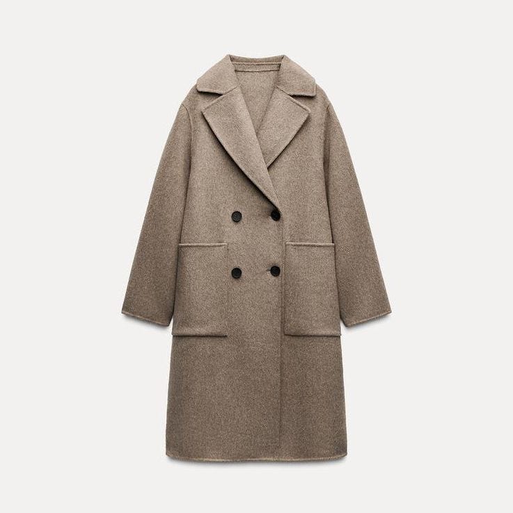 Long Wool Blend Double Breasted Coat