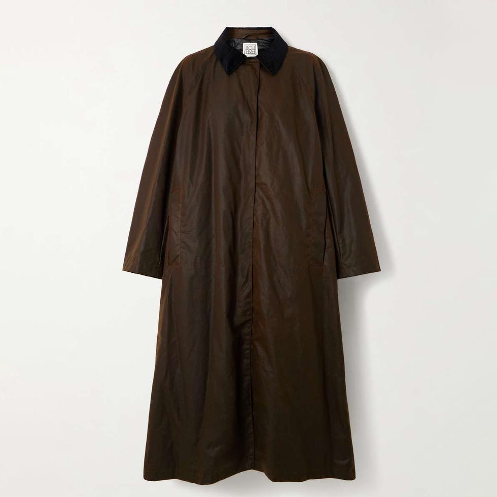 Corduroy-Trimmed Waxed Organic Cotton Coat