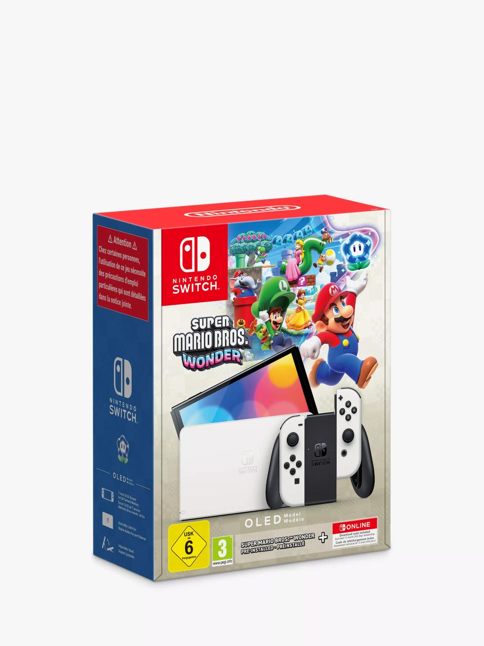 Nintendo Switch OLED 64GB Console with Super Mario Bros Wonder and 12-Month Nintendo Switch Online Membership