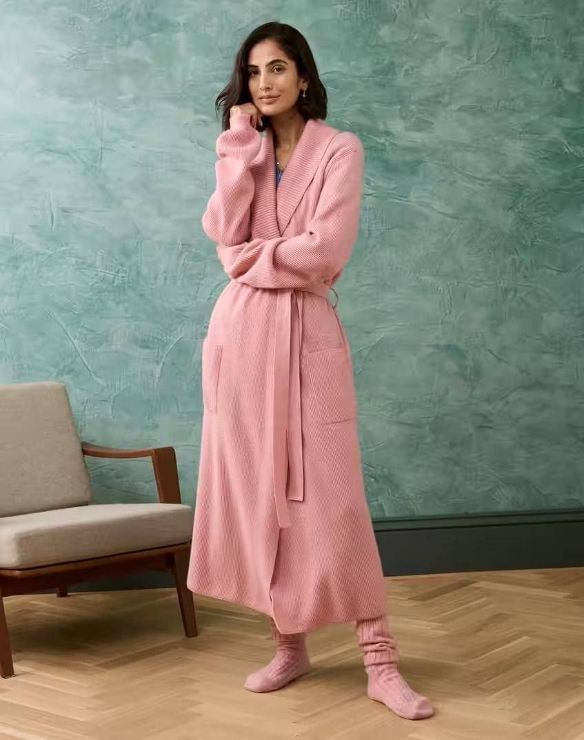 Cashmere Ribbed Dressing Gown