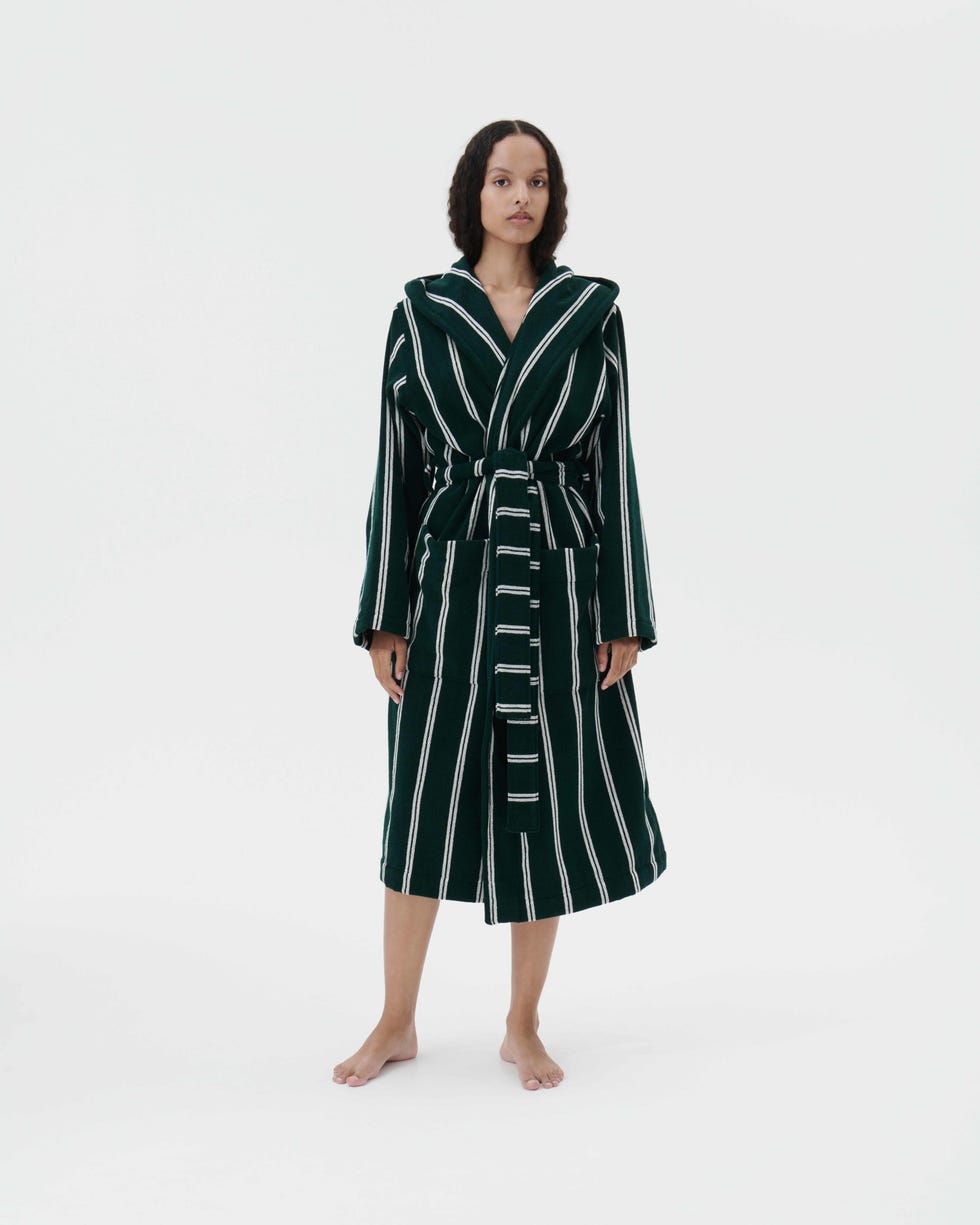 Terry hooded bathrobe