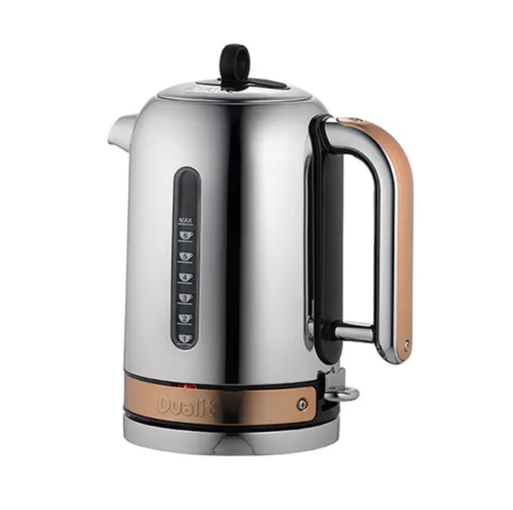 Classic Kettle, Polished Stainless Steel and Copper Trim