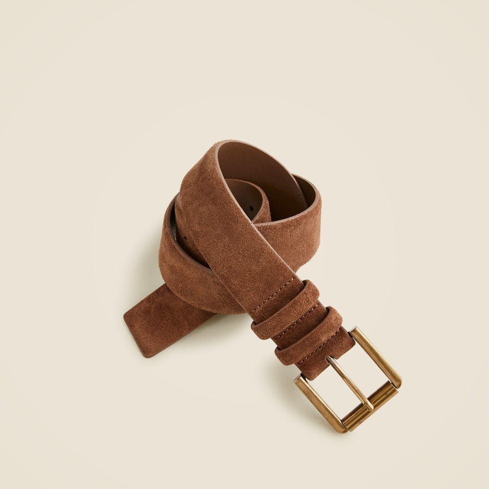 Suede Roller-Buckle Belt