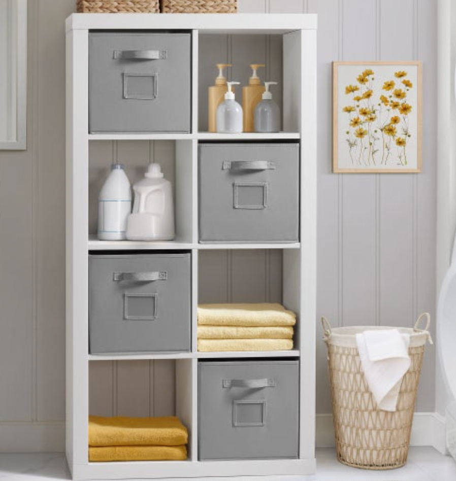 Room Divider with 8 Storage Bins