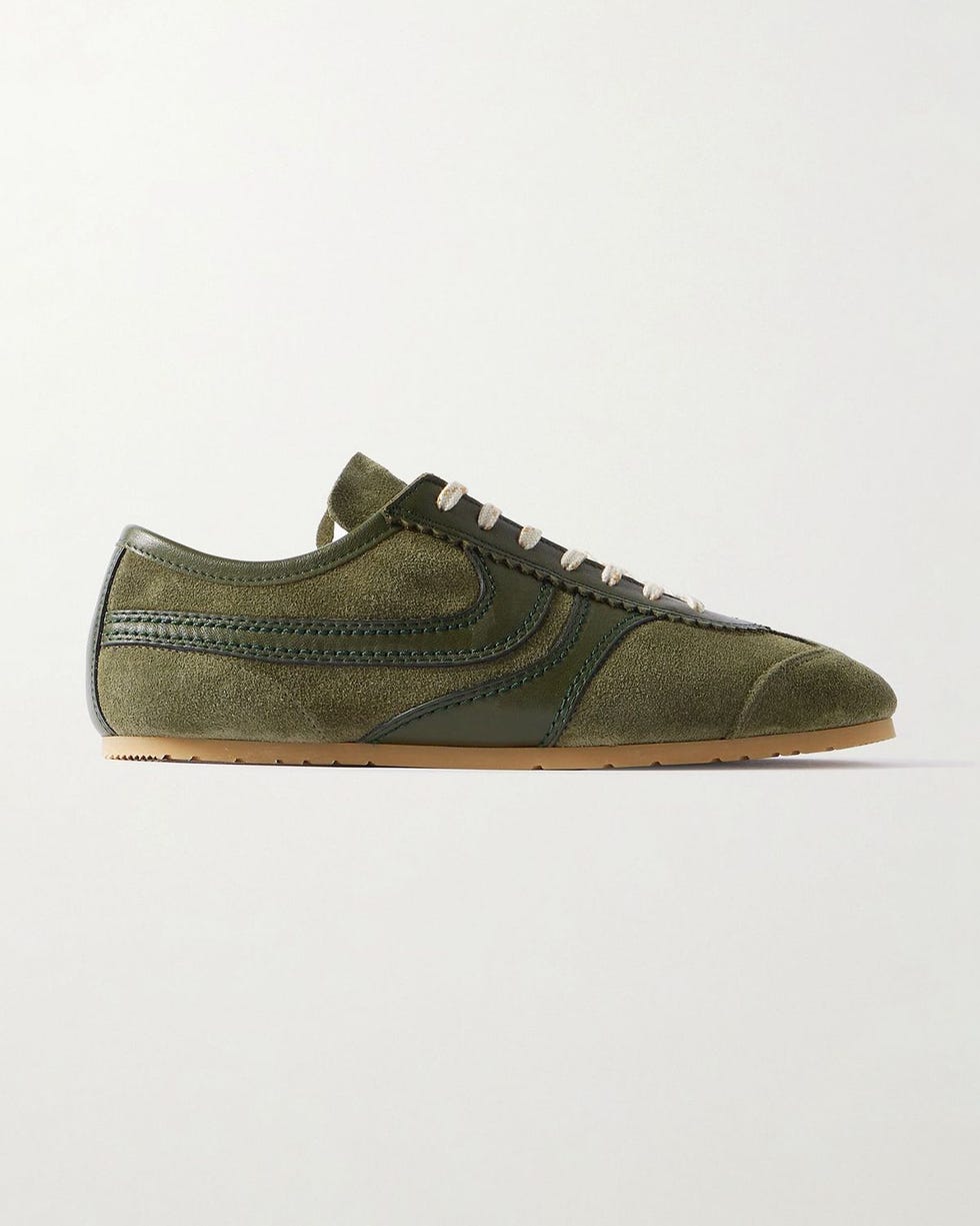 Leather-Trimmed Suede Sneakers