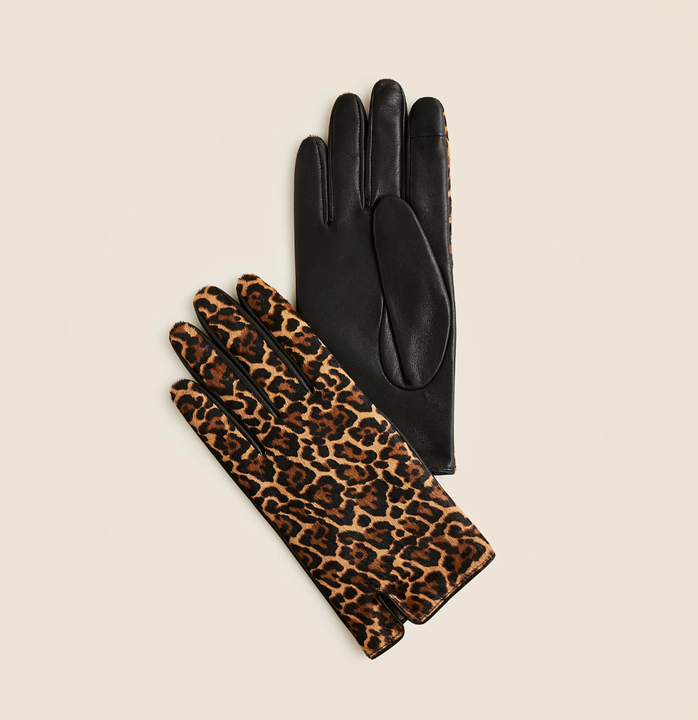 Leopard-Print Calf Hair and Leather Touch-Tech Gloves