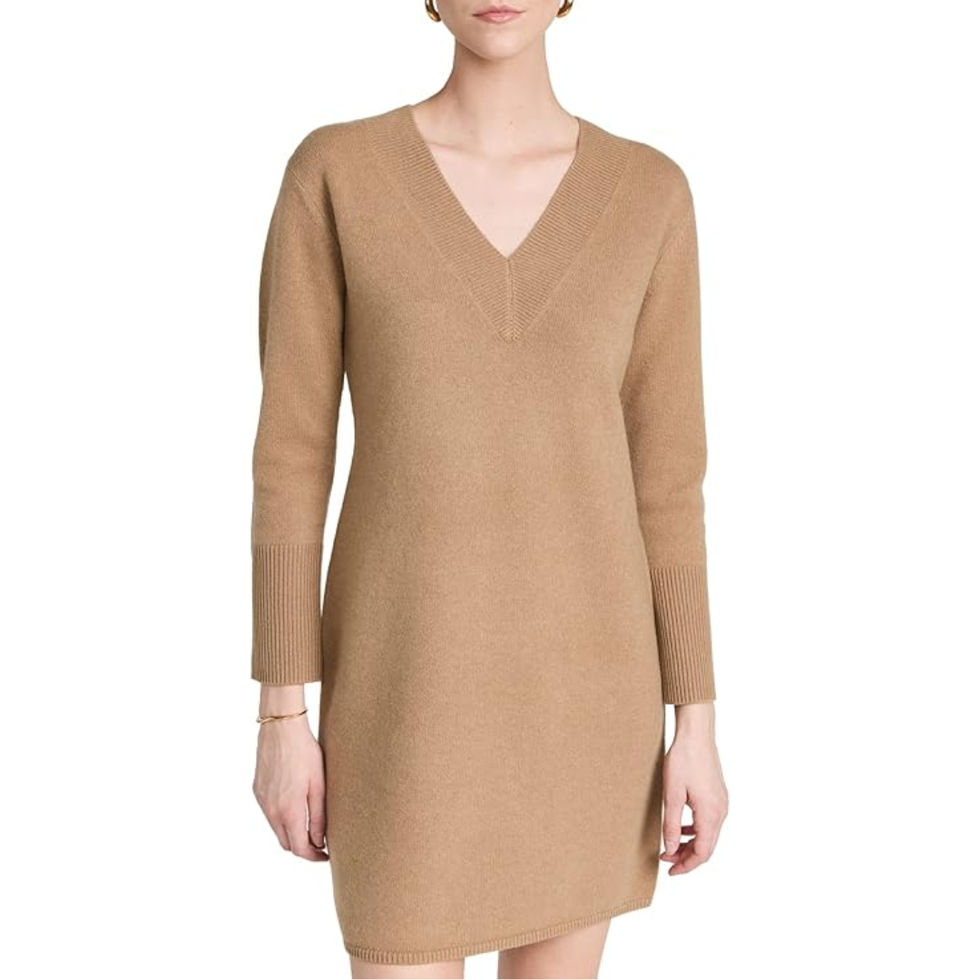 Wool-Cashmere V Sweater Dress