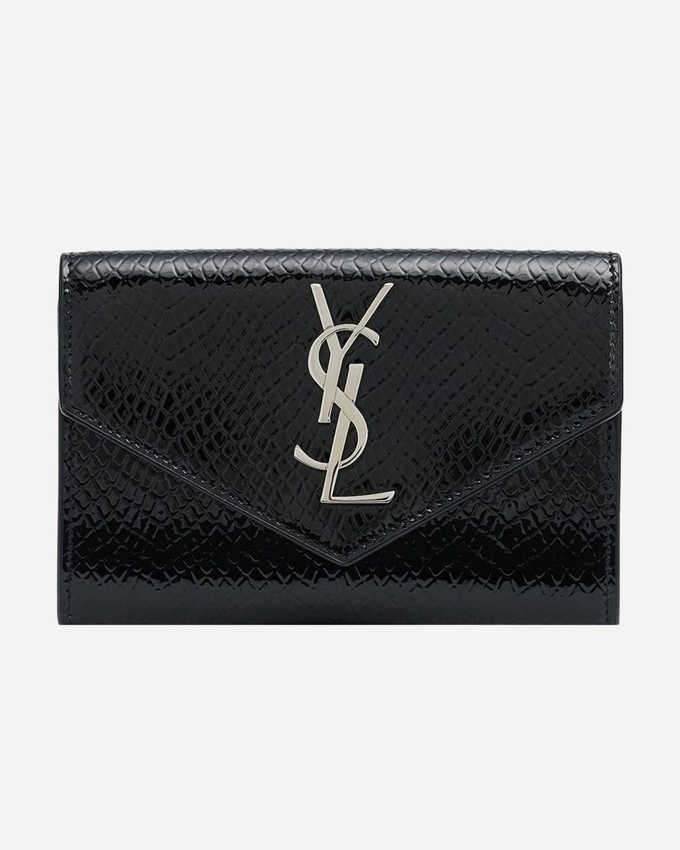 Small YSL Flap Wallet in Python-Embossed Leather