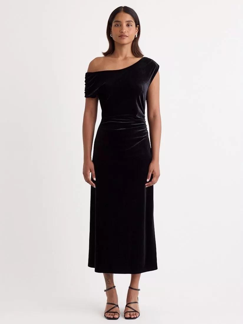 Skylar Velvet Midi Dress  Black