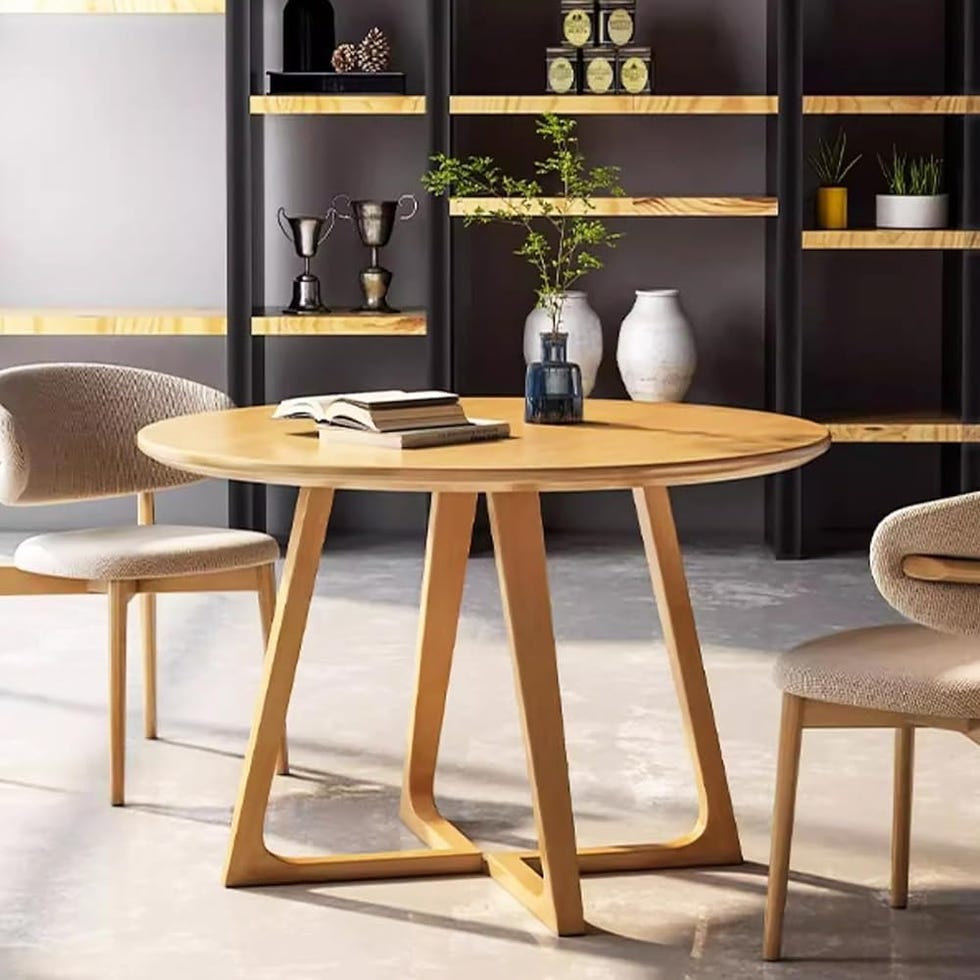 Mesa de comedor redonda de madera