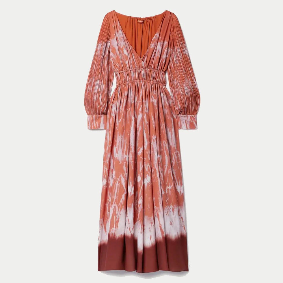 Kathleen Gathered Tie-Dyed Crepe de Chine Maxi Dress