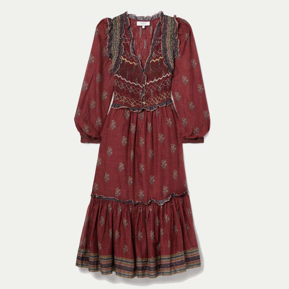 Sierra Smocked Ruffled Printed Cotton-Voile Midi Dress