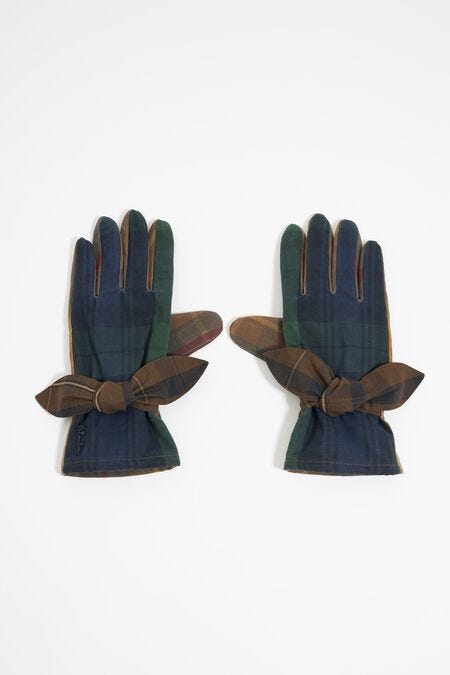 Blue Checked Cotton Gloves