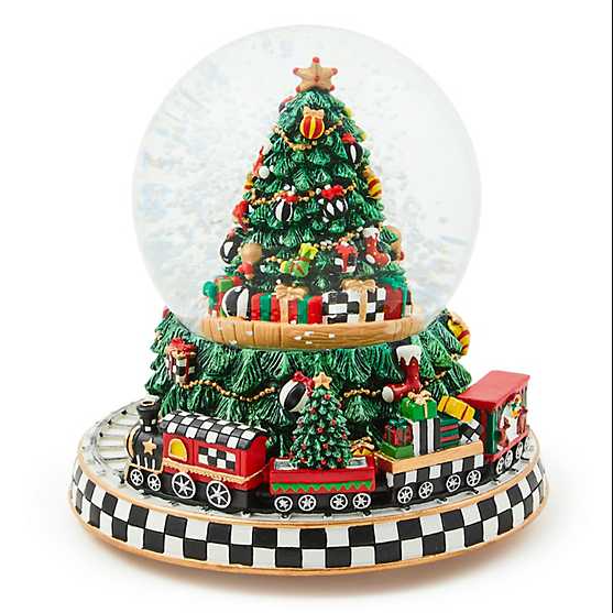 Cozy Christmas Tree & Train Snow Globe