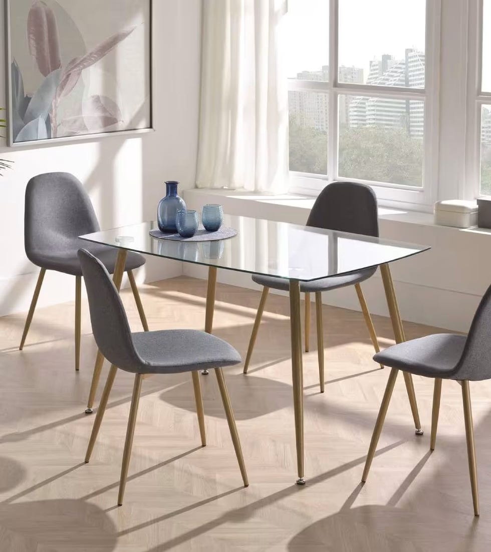 Mesa de comedor de cristal