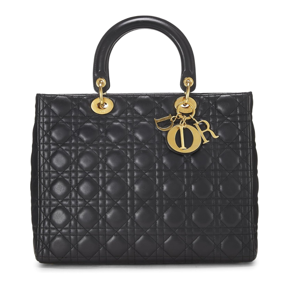 Pre-Loved Black Cannage Leather Lady Dior Bag