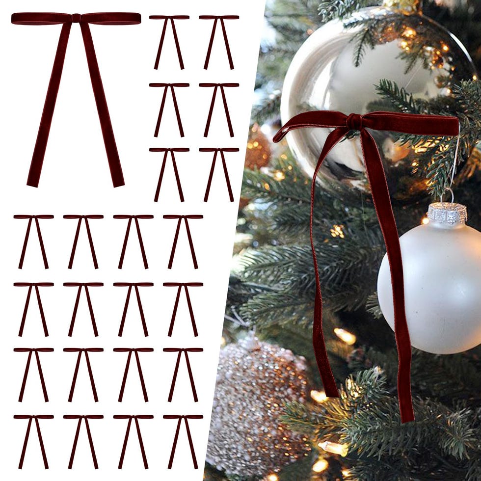 24 Pcs Burgundy Velvet Christmas Tree Bows
