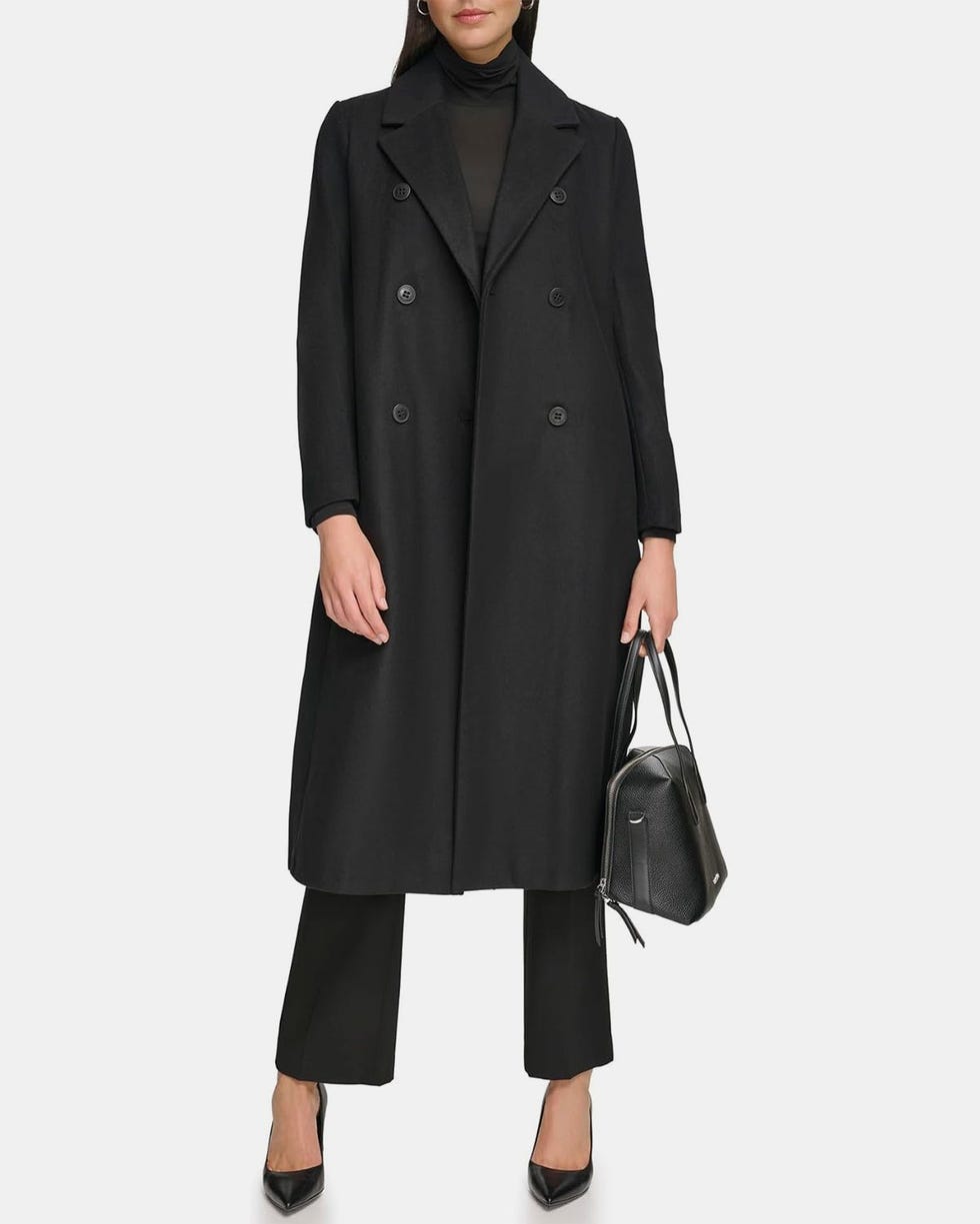 Full-Length Buttoned Wool Coat