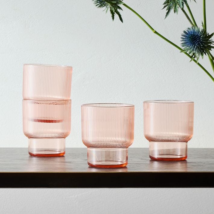 Fluted Acrylic Drinking Glasses (Set of 4)