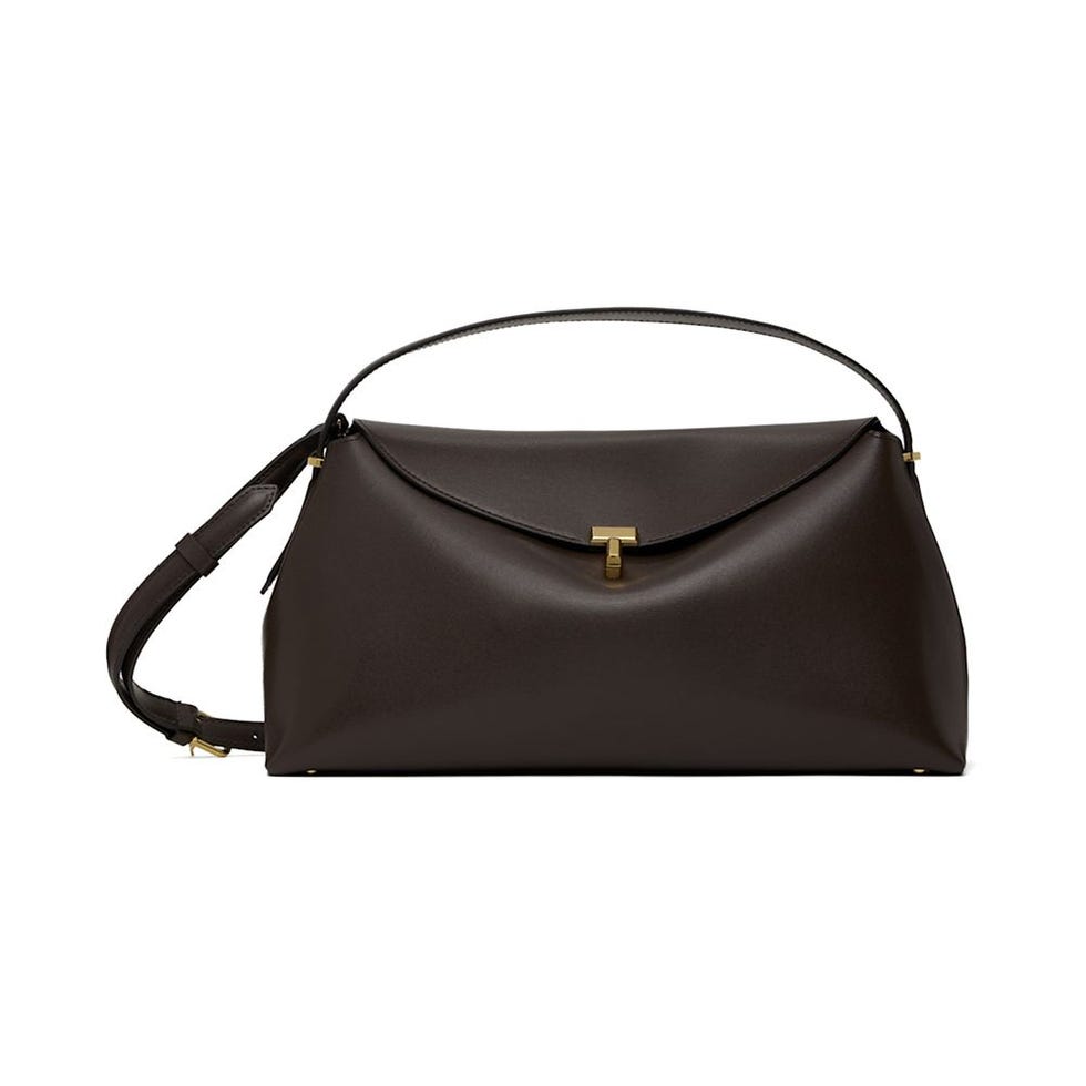 Taupe T-Lock Leather Top Handle Bag